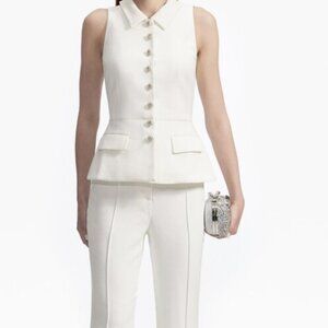 Self-Portrait Crêpê Sleeveless Peplum Jumpsuit - Size 2